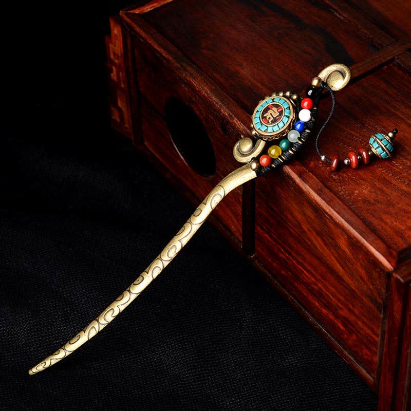 KarmaRipple's Tibetan Turquoise Agate Protection Hairpin Decorations p1