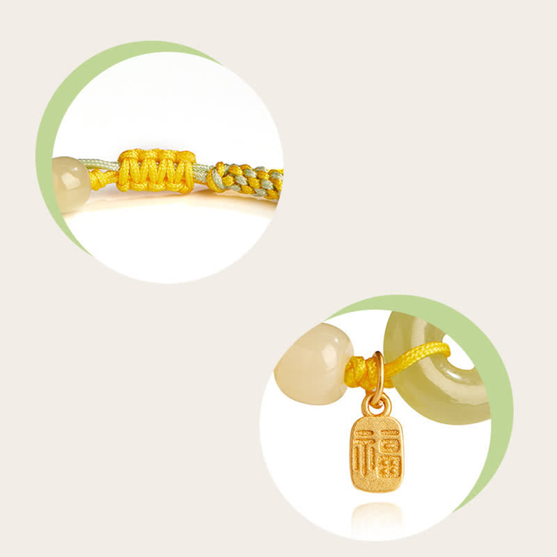 KarmaRipple's 925 Sterling Silver Hetian Jade Peace Buckle Beaded Fortune Happiness Talisman Bracelet p18