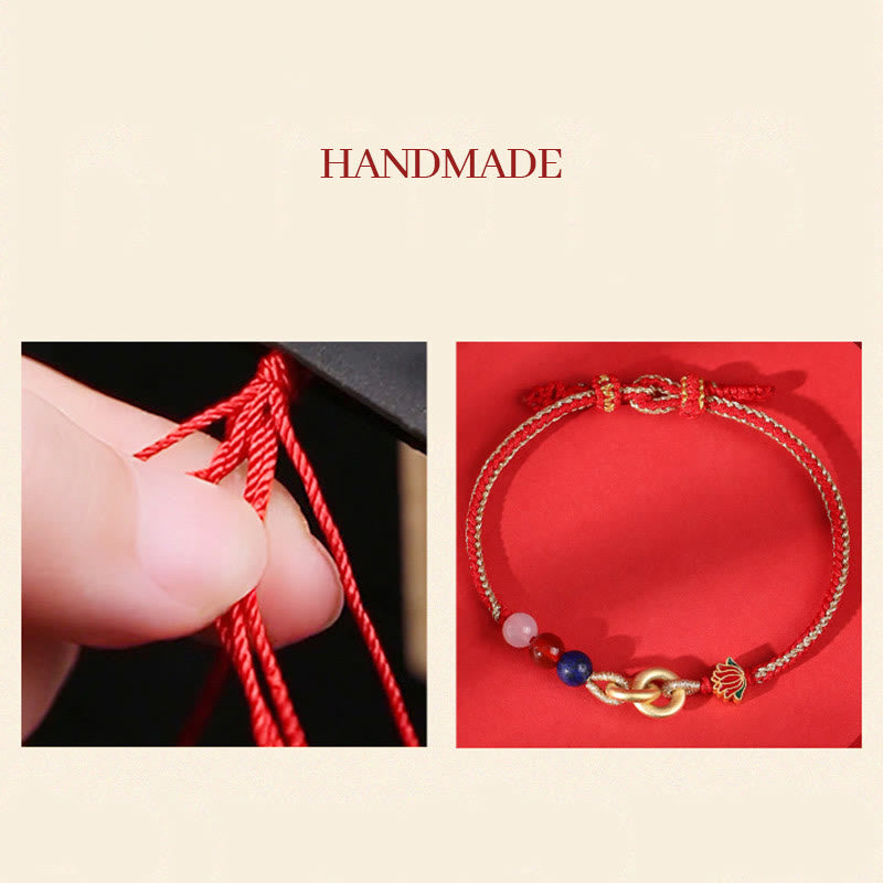 KarmaRipple's 925 Sterling Silver Double Peace Buckle Lotus Auspicious Bracelet p7