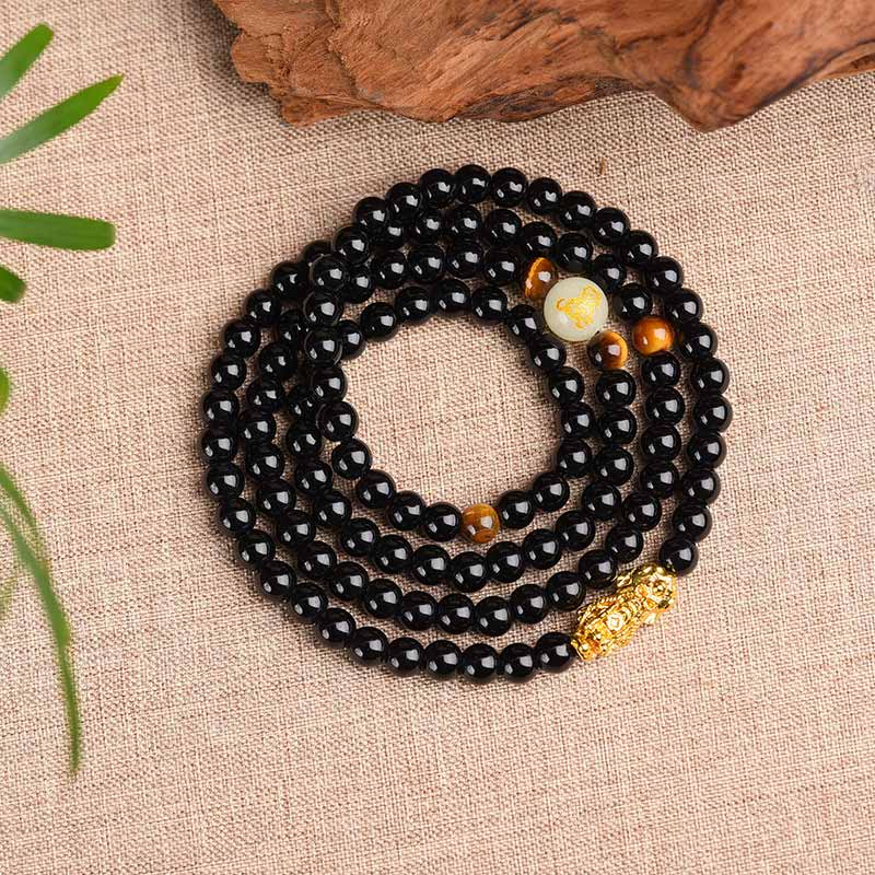 KarmaRipple's Chinese Zodiac Obsidian PiXiu Protection Mala Bracelet p3