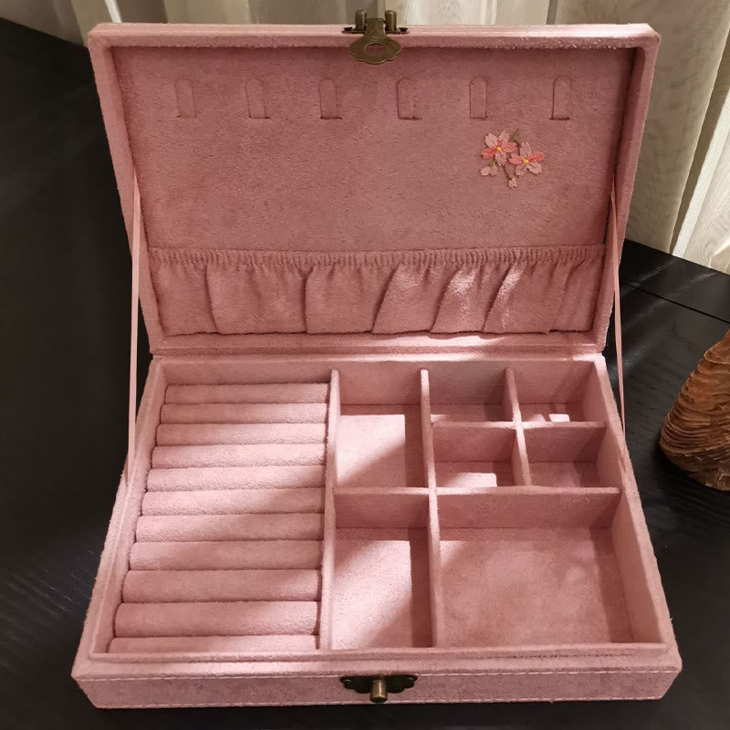 KarmaRipple's Flowers Dragonfly Jewelry Box Organizer Single Layer Jewelry Storage Box Flannel Box p15