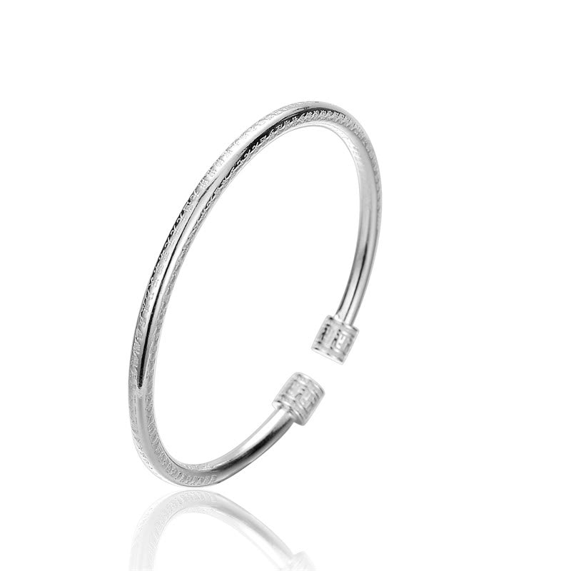 KarmaRipple's Heart Sutra Engraved Swastika Pattern Fortune Ivory Bronze Bracelet Bangle p7