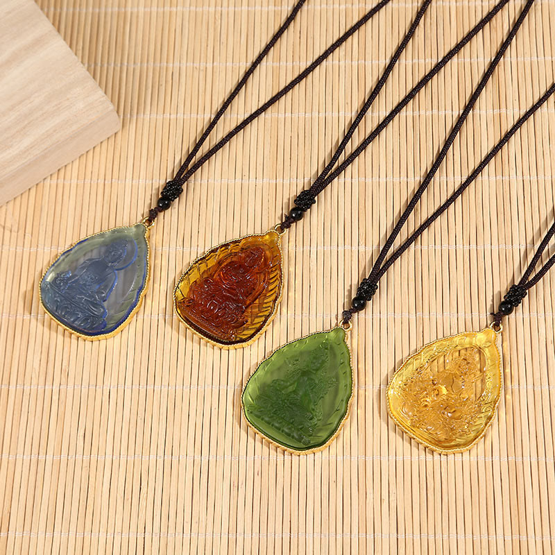 KarmaRipple's Tibetan Buddha Liuli Gemstone Serenity Pendant Necklace p7