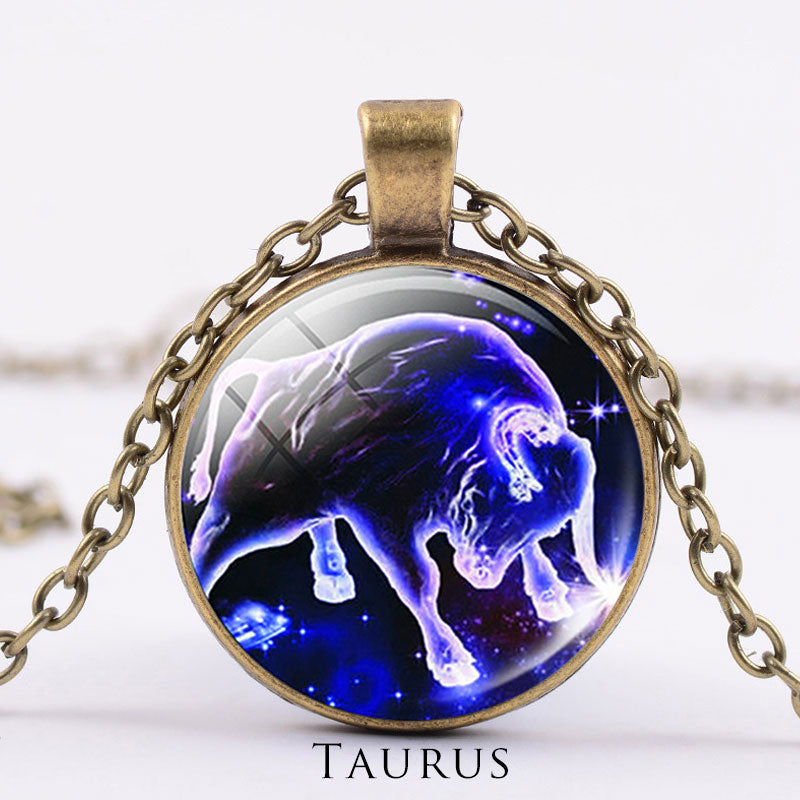 KarmaRipple's 12 Constellations of the Zodiac Moon Starry Sky Protection Blessing Pendant Necklace p74