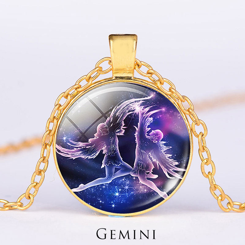 KarmaRipple's 12 Constellations of the Zodiac Moon Starry Sky Protection Blessing Pendant Necklace p48