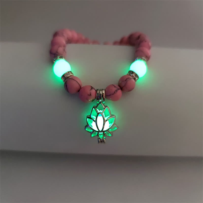 KarmaRipple's Tibetan Turquoise Glowstone Luminous Bead Lotus Protection Bracelet p10