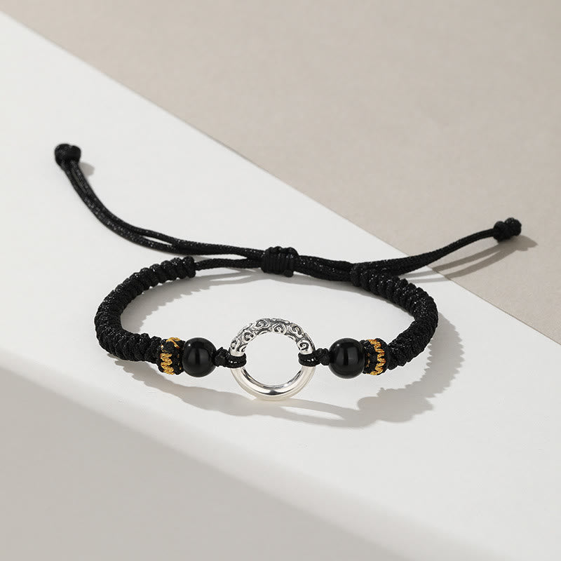 KarmaRipple's 925 Sterling Silver Peace Buckle Auspicious Clouds Fortune Woven Bracelet p2