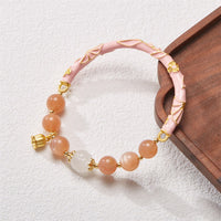 KarmaRipple's Sun Stone Golden Silk Jade Lily of the Valley Talisman Positive Bracelet Bangle
