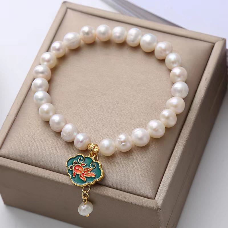 KarmaRipple's Authentic Pearl Lotus Koi Fish Goldfish Optimism Talisman Bracelet p11