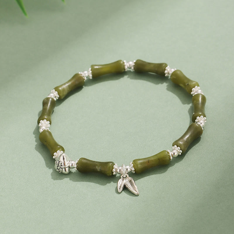 KarmaRipple's Peridot Ivory Jade Strawberry Quartz Green Aventurine Bamboo Fu Character Fortune Bracelet p7