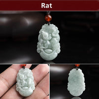 KarmaRipple's Authentic Jade 12 Chinese Zodiac Sucess Necklace Pendant