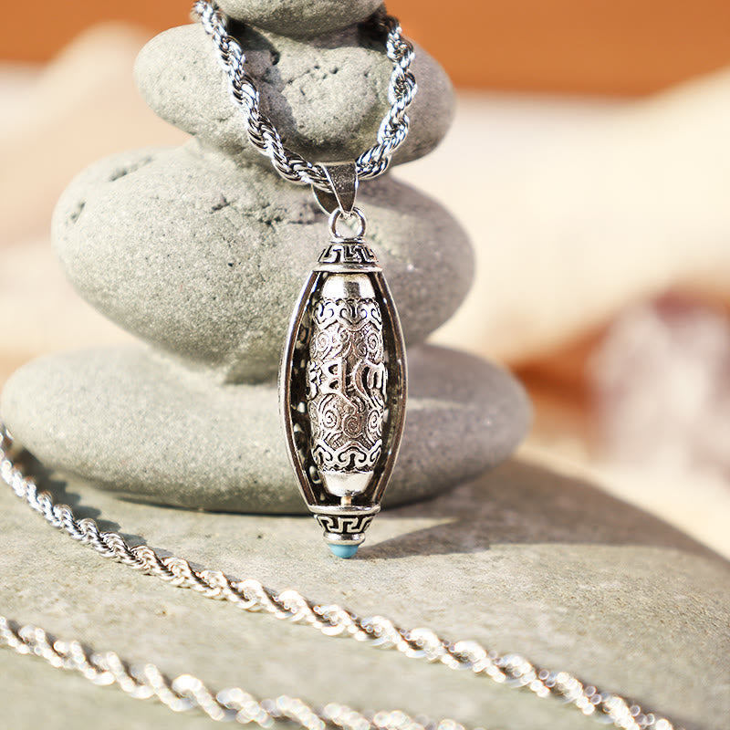 KarmaRipple's Tibet Om Mani Padme Hum Protection Pendant Rotatable Necklace p3