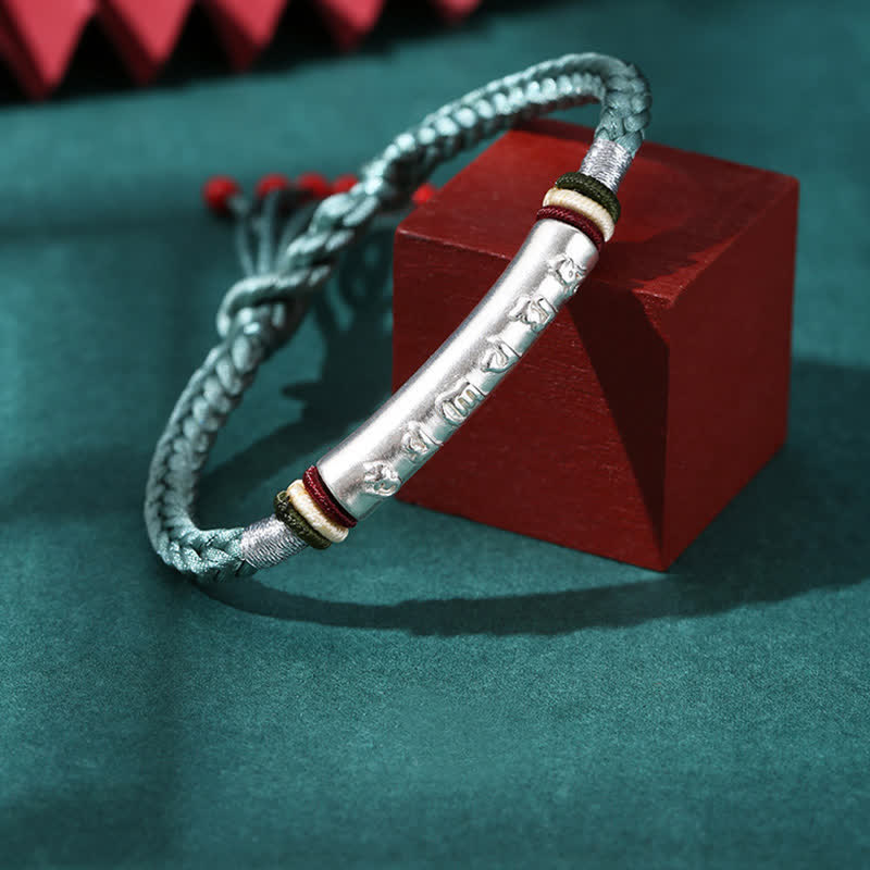 KarmaRipple's 999 Sterling Silver Om Mani Padme Hum Protection Strength String Bracelet p30