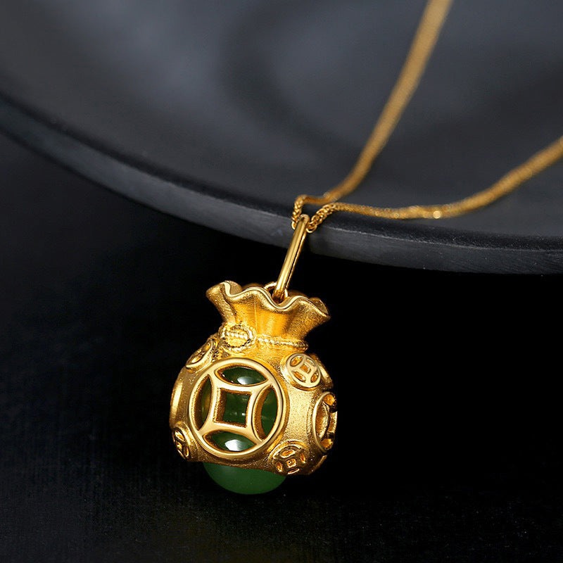 KarmaRipple's Auspicious Feng Shui Money Bag Jade Necklace Pendant p6