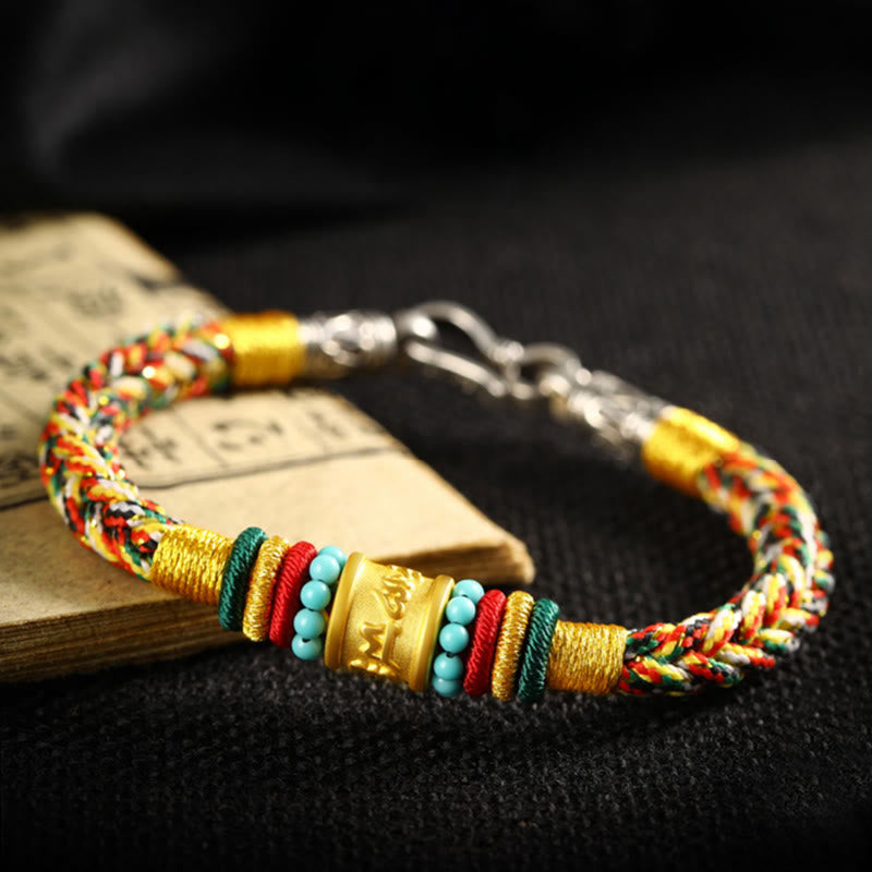 KarmaRipple's Tibet 999 Gold Om Mani Padme Hum Handmade Eight Thread Peace Weave Fortune Bracelet p18