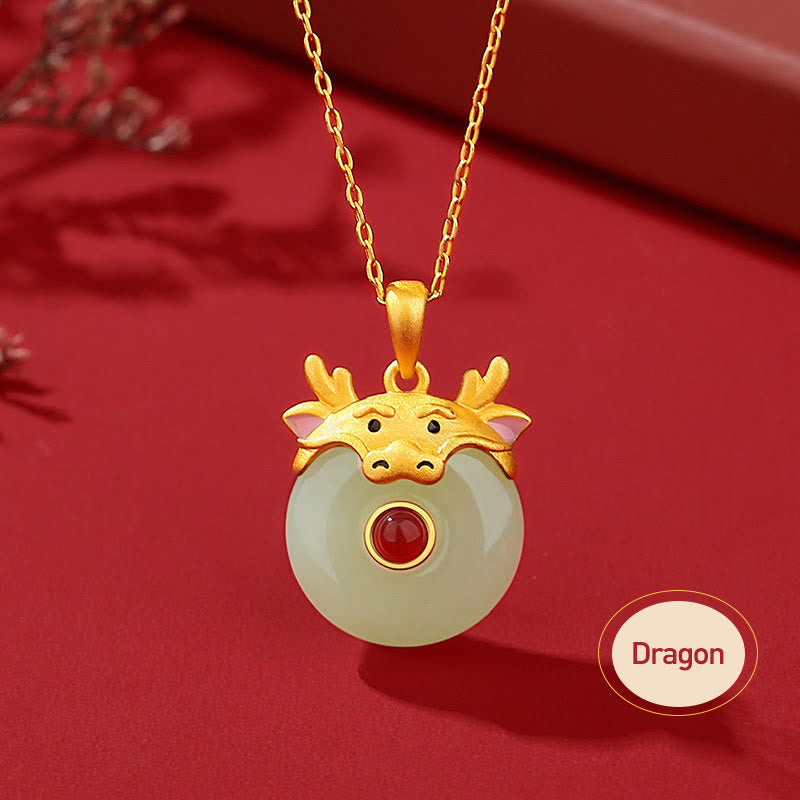 KarmaRipple's 925 Sterling Silver Hetian Jade Chinese Zodiac Year of the Dragon Red Agate Fortune Protection Pendant Necklace p15