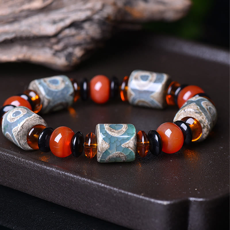 KarmaRipple's Tibetan Three-eyed Dzi Bead Agate Protection Happiness Bracelet p7