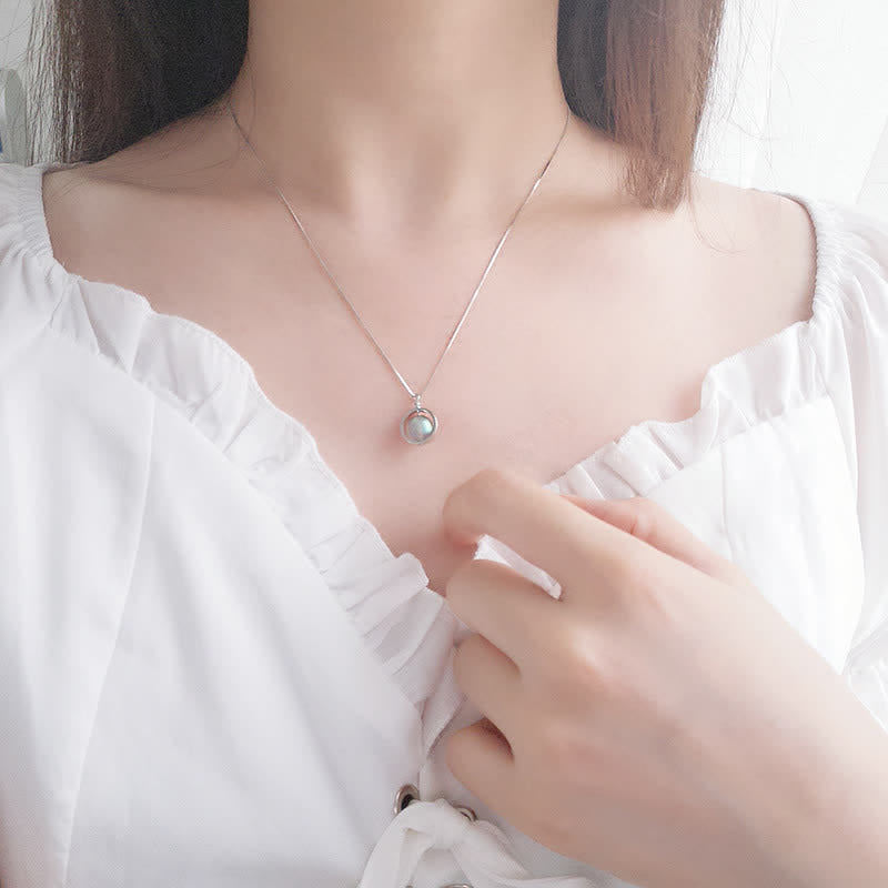 KarmaRipple's 925 Sterling Silver Moonstone Love Planet Rotatable Pattern Pendant Necklace p3