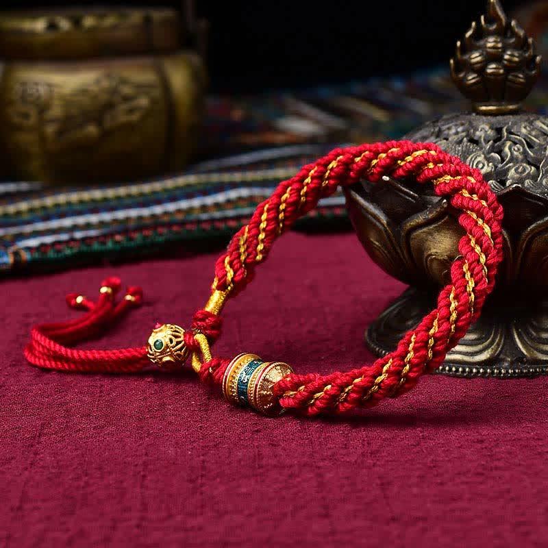 KarmaRipple's Tibetan Handmade Fortune Thangka Prayer Wheel Talisman Weave String Bracelet p14