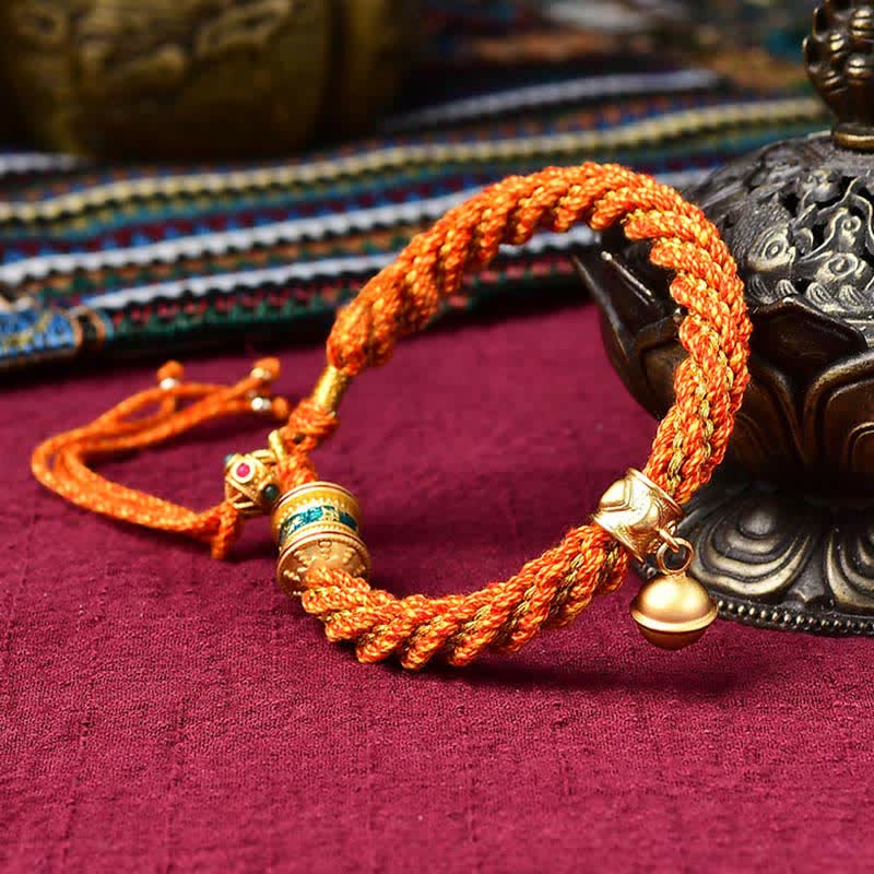 KarmaRipple's Tibetan Handmade Fortune Protection Thangka Prayer Wheel Bell Talisman Braid String Bracelet p31