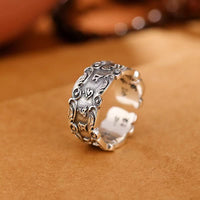 KarmaRipple's Tibetan Om Mani Padme Hum Design Peace Adjustable Ring