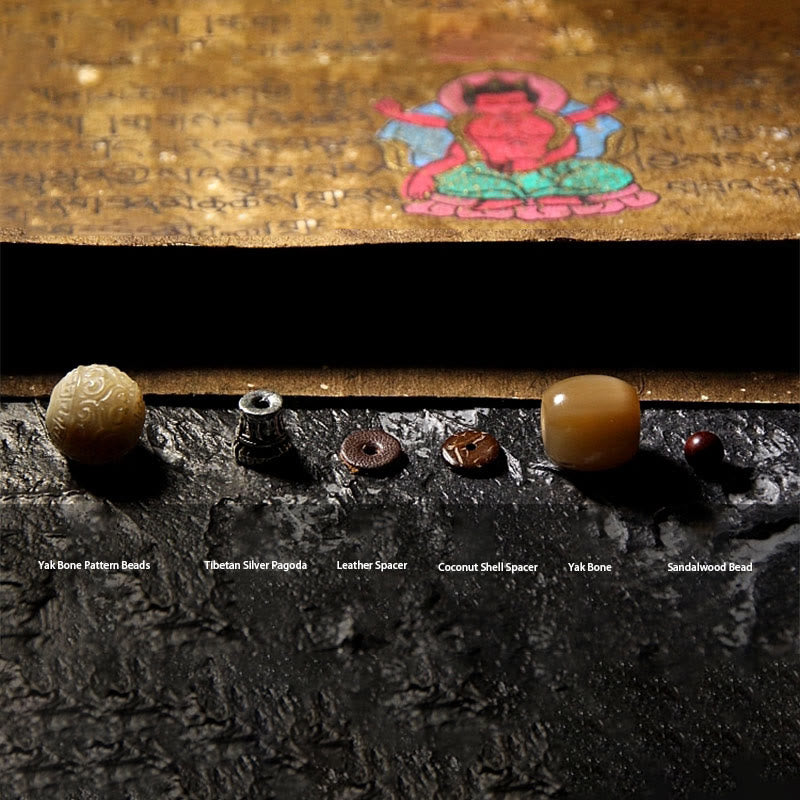 KarmaRipple's Tibetan Yak Bone Dzi Bead Turquoise Keep Away Evil Spirits Bracelet p17