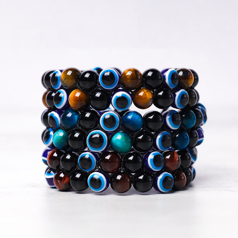 KarmaRipple's Evil Eye Hematite Tiger Eye Protection Beaded Bracelet p7