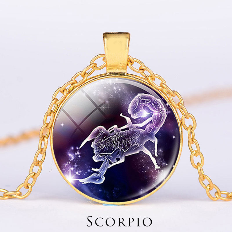 KarmaRipple's 12 Constellations of the Zodiac Moon Starry Sky Protection Blessing Pendant Necklace p45