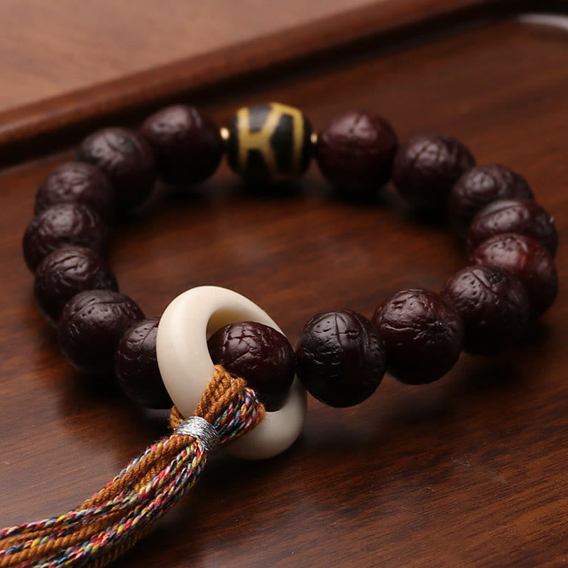 KarmaRipple's Tibetan Bodhi Seed Agate Bead Fortune Wealth Tassel Talisman Wrist Mala p12