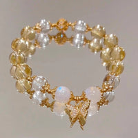 KarmaRipple's Citrine Moonstone Butterfly Talisman Prosperity Protection Bracelet