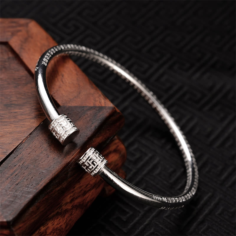 KarmaRipple's Heart Sutra Engraved Swastika Pattern Fortune Ivory Bronze Bracelet Bangle p6