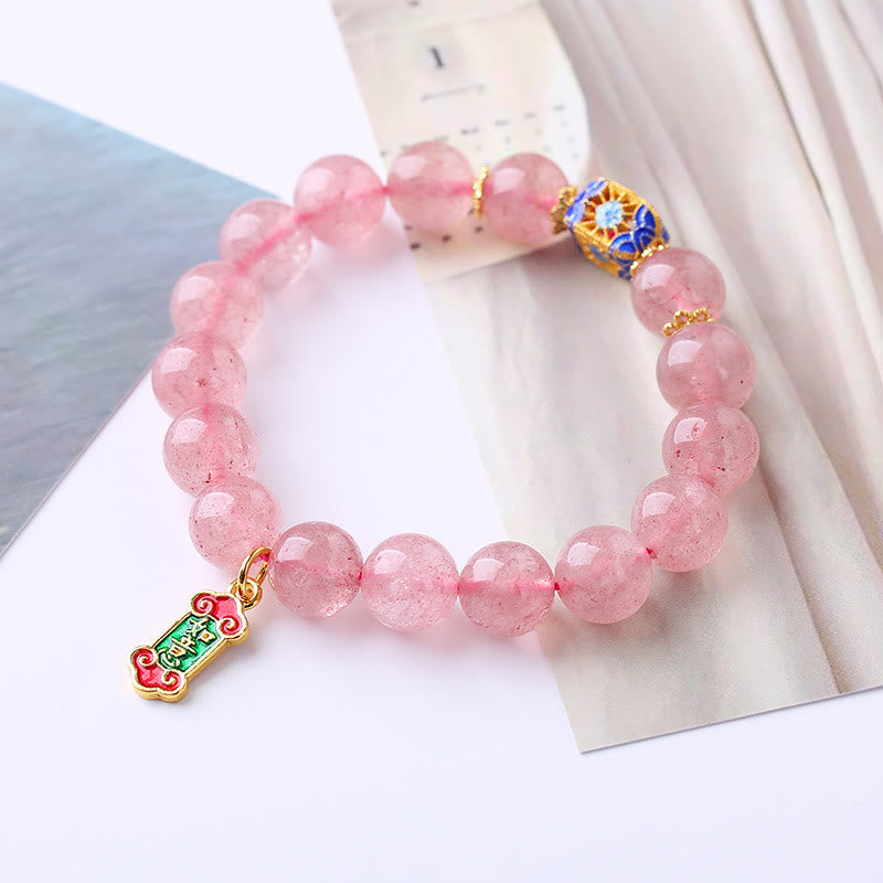 KarmaRipple's Strawberry Quartz Positive Ruyi Talisman Bracelet p2