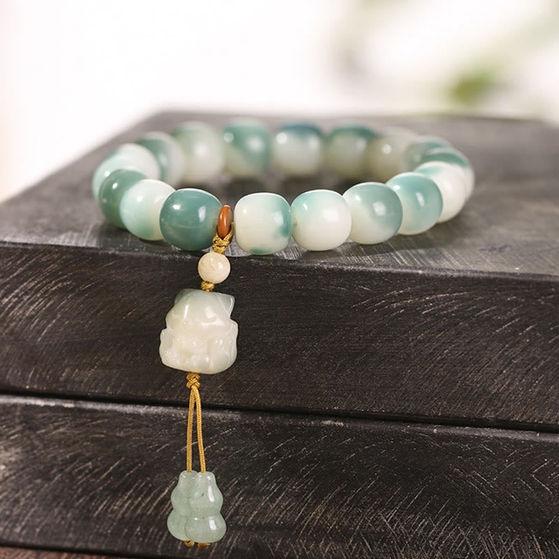 KarmaRipple's Gradient Bodhi Seed Nine Tailed Fox Cat Paw Claw Pine Cone Peace Bracelet p8