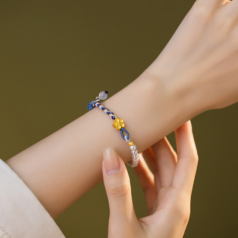 KarmaRipple's 925 Sterling Silver Peach Blossom Pearl Chalcedony Balancing Rope Bracelet p8