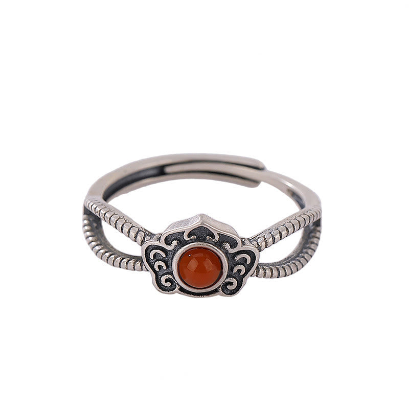 KarmaRipple's 925 Sterling Silver Red Agate Bead Logical Thinking Ring p9