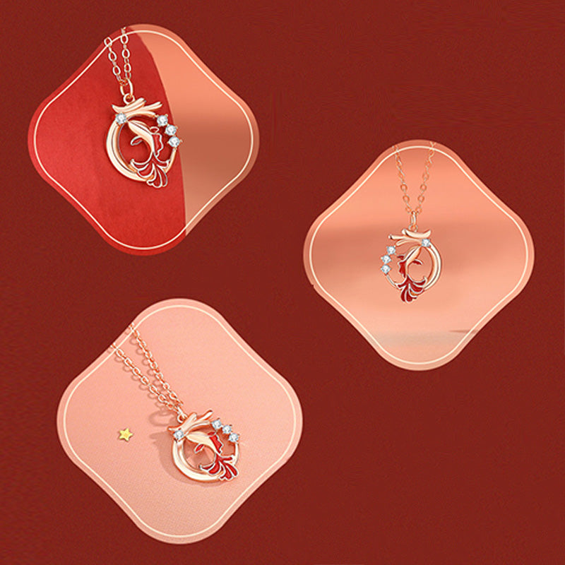 KarmaRipple's 925 Sterling Silver Year Of The Dragon Koi Fish Fu Character Fortune Pendant Necklace Bracelet p7