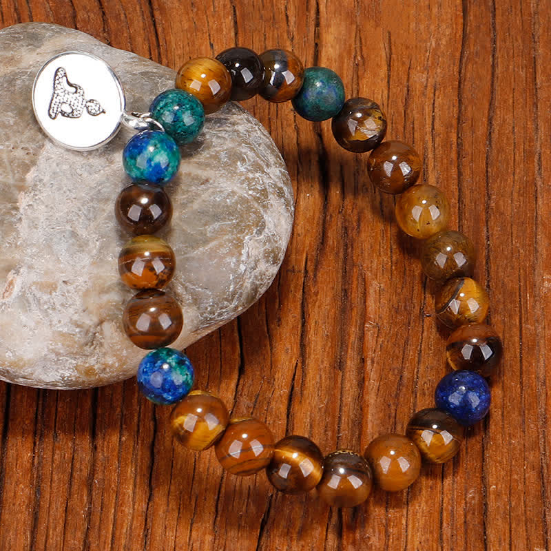 KarmaRipple's 108 Mala Beadwork Tiger Eye Buddha Strength Bracelet Tassel Pendant Necklace p12