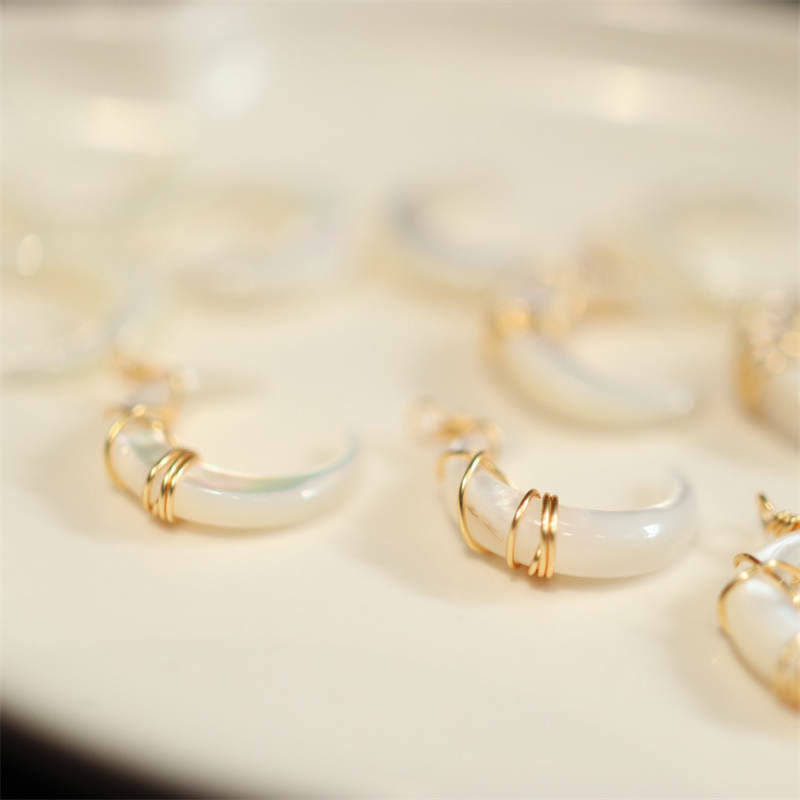 KarmaRipple's Authentic Tridacna Stone Crescent Moon Blessing Pendant Necklace p10