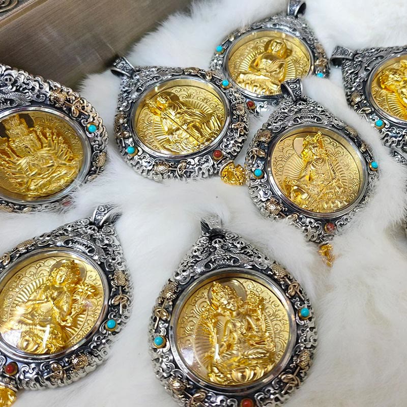 KarmaRipple's Chinese Zodiac Natal Buddha Thangka Nine Palaces Eight Diagrams Wealth Rotatable Pendant Necklace p15