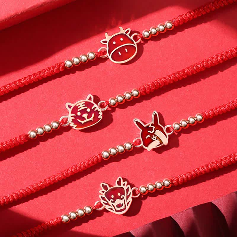 KarmaRipple's 925 Sterling Silver Chinese Zodiac Fortune Faith Discolor Red String Bracelet p21