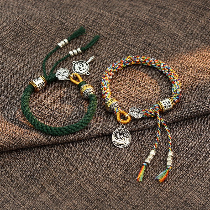 KarmaRipple's Handmade Tibetan Om Mani Padme Hum Fu Character Fortune Fortune Woven Bracelet p8