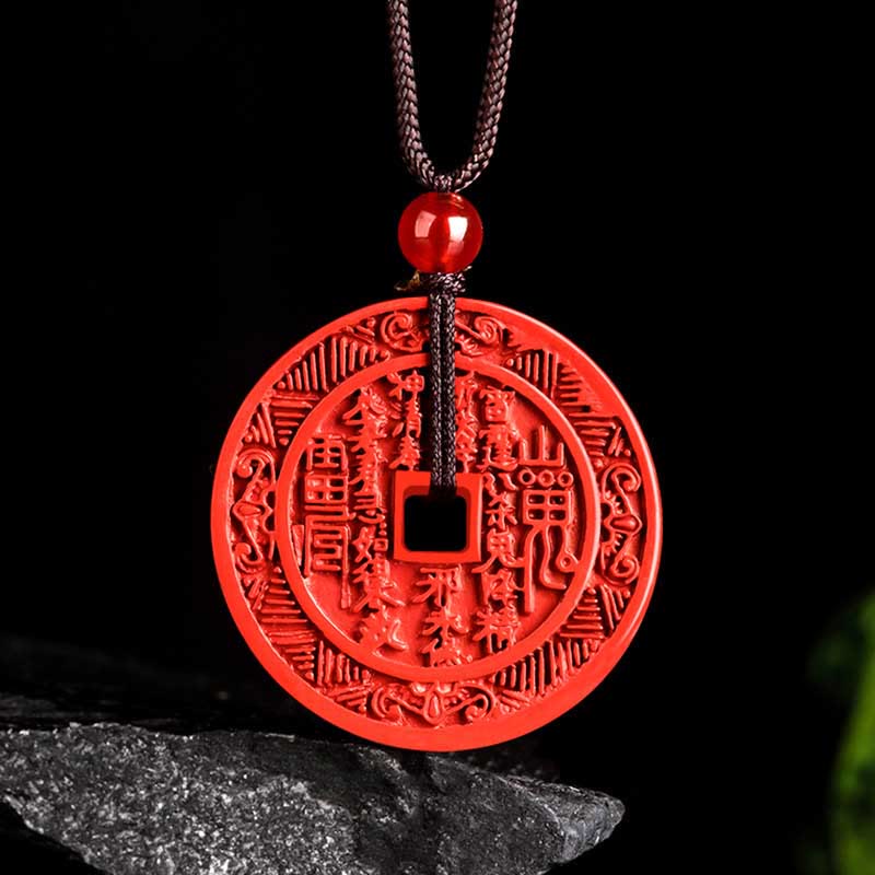 KarmaRipple's Authentic Cinnabar Mountain Ghosts Spend Money Bagua Design Blessing Pendant Necklace p11