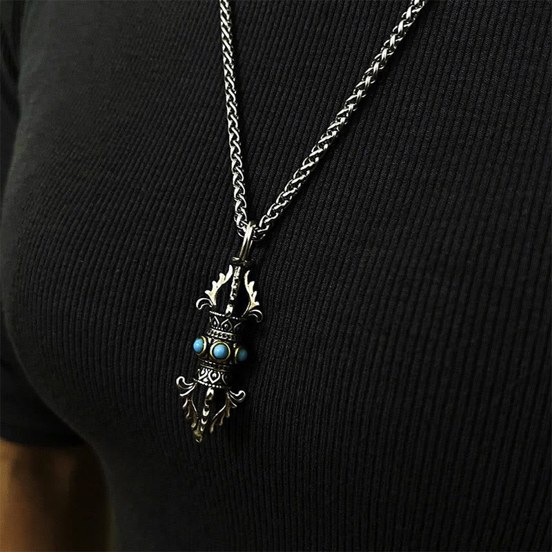 KarmaRipple's Tibet Vajra Dorje Pattern Bronze Fortune Wealth Metal Pendant Necklace p7