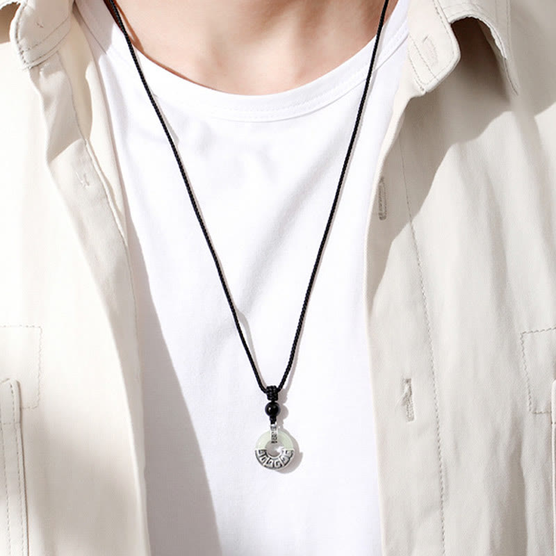 KarmaRipple's 925 Sterling Silver Authentic Hetian Jade Peace Buckle Prosperity Pendant Necklace p7