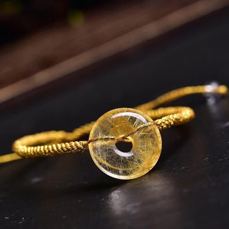 KarmaRipple's Round Citrine Peace Buckle Happiness Woven Bracelet p4