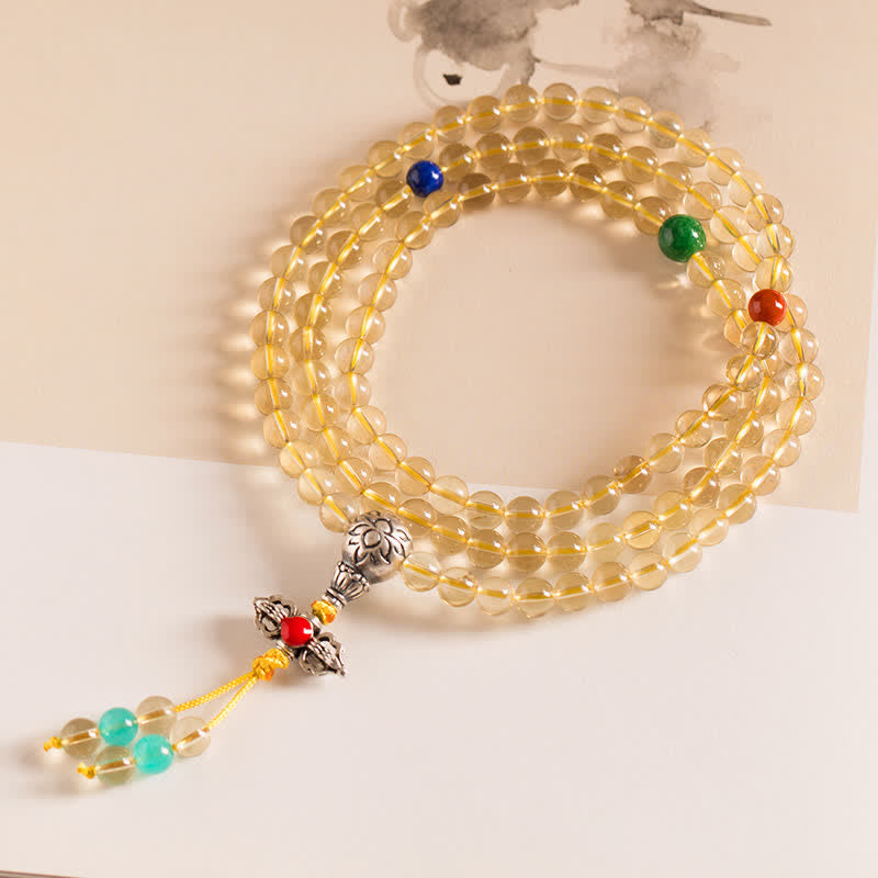 KarmaRipple's 925 Sterling Silver 108 Mala Beadwork Authentic Citrine Red Agate Amber Pleasure Talisman Bracelet p32