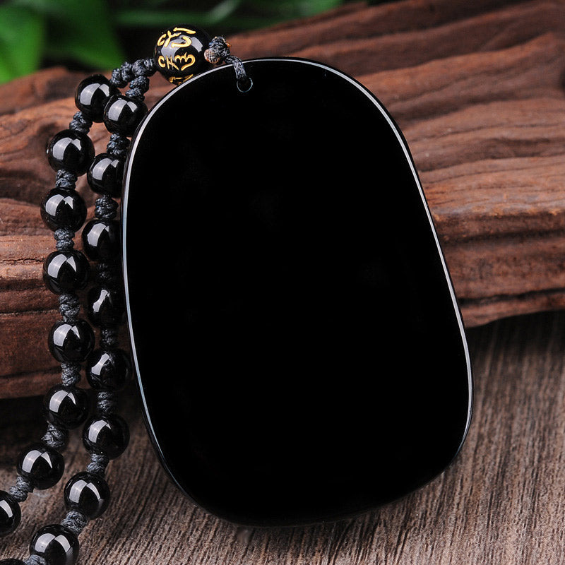 KarmaRipple's Black Obsidian Stone Dragon Fulfilment Necklace Pendant p5
