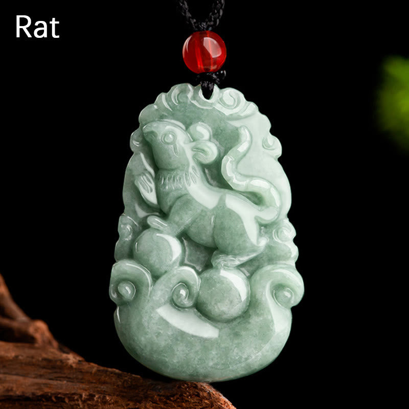 KarmaRipple's Authentic Green Jade 12 Chinese Zodiac Fortune Prosperity Pendant Necklace p2