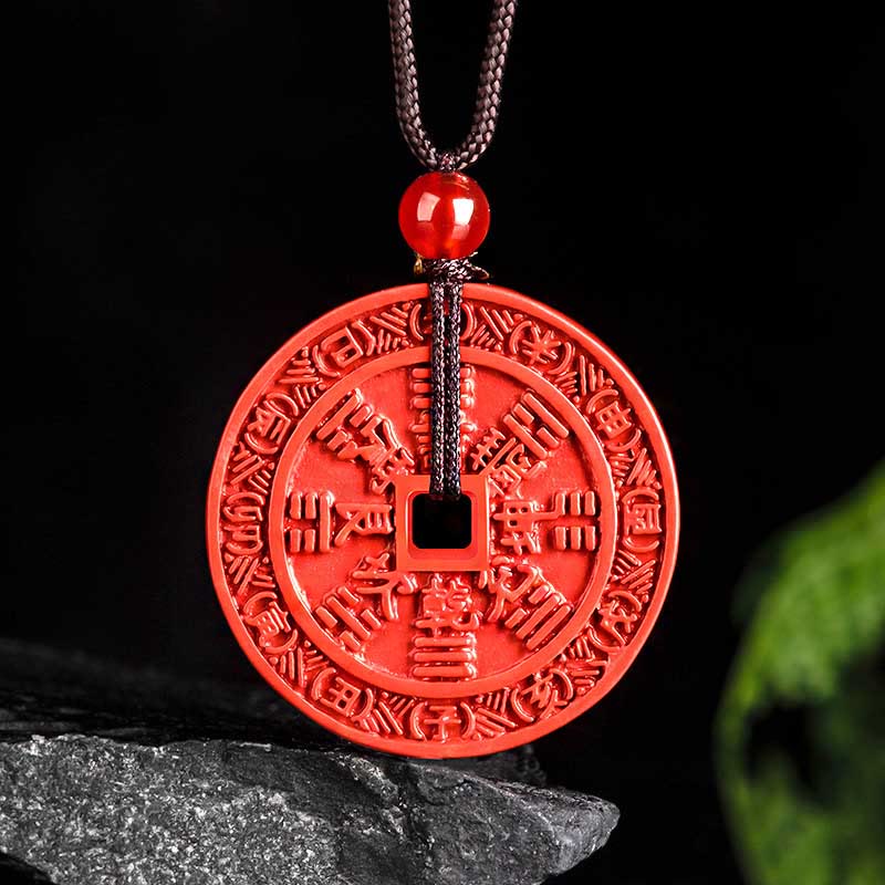 KarmaRipple's Authentic Cinnabar Mountain Ghosts Spend Money Bagua Design Blessing Pendant Necklace p2