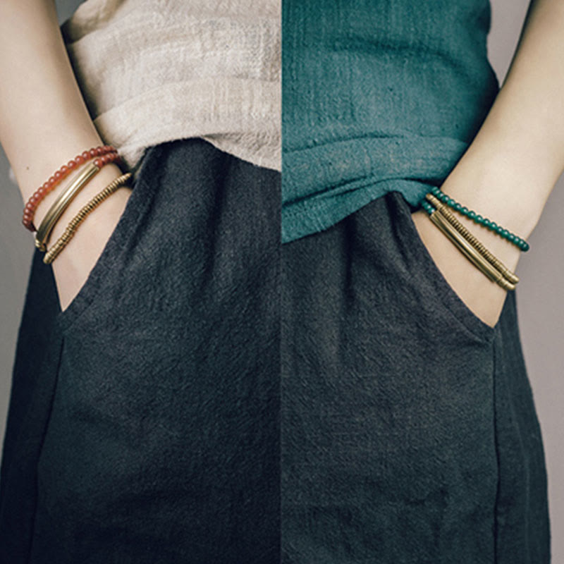 KarmaRipple's Tibetan Various Agate Stone Bronze Protection Triple Wrap Bracelet p12